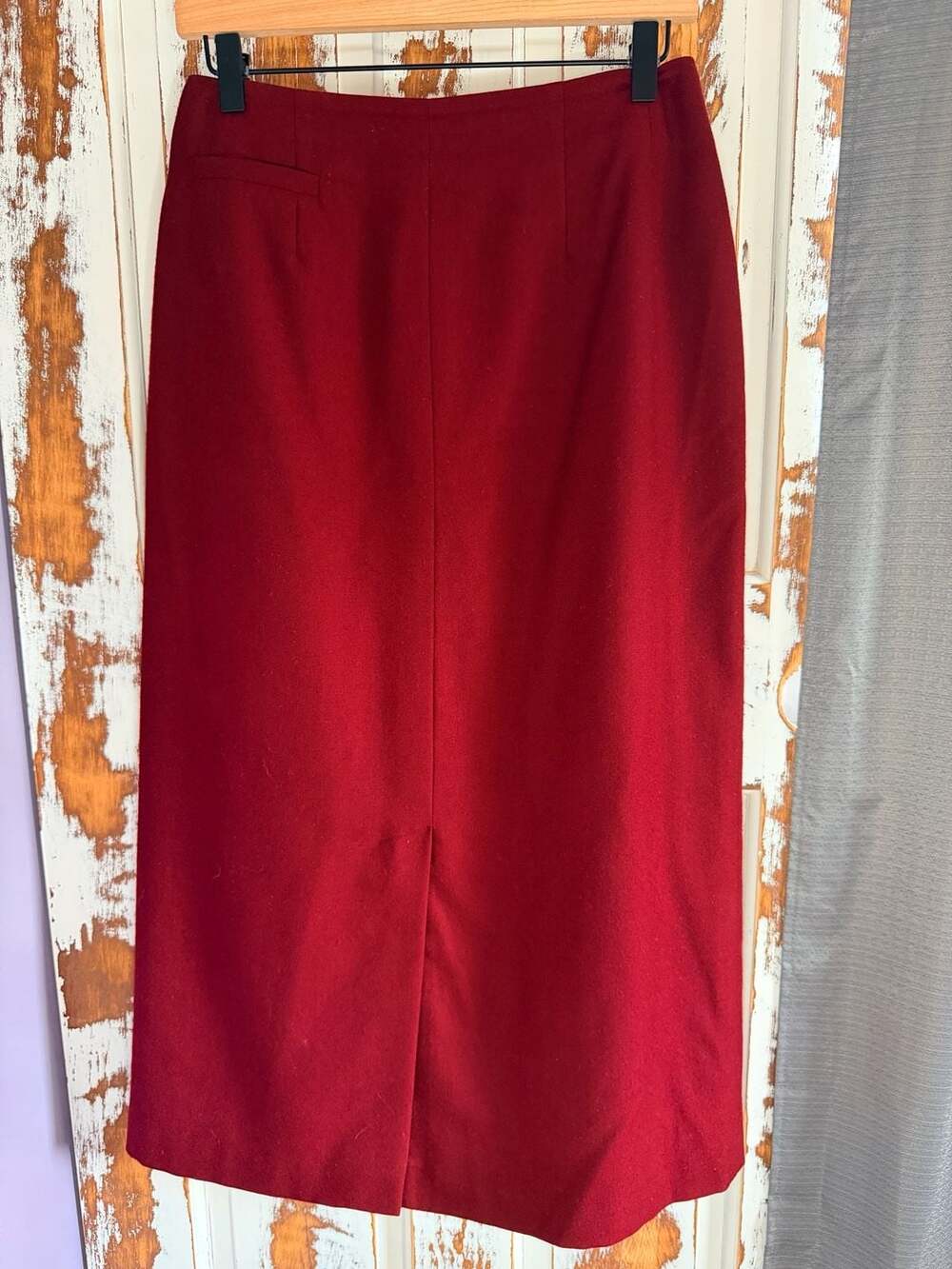 Harvé Benard Vintage 100% Wool Red Midi Pencil Skirt Size 8 Academia Preppy